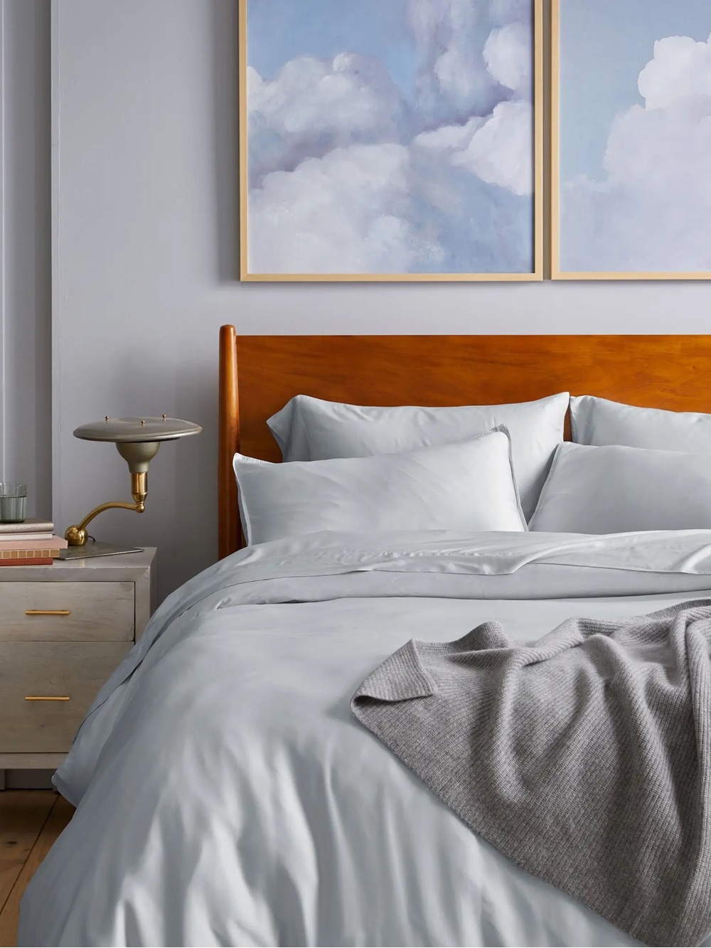 NWT Quince Bamboo Duvet Cover In Mist Blue - King/Cal King No Shams